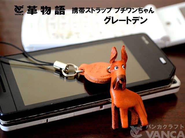 VANCA（バンカクラフト）革物語　レザー犬携帯ストラップ　グレーハウンド